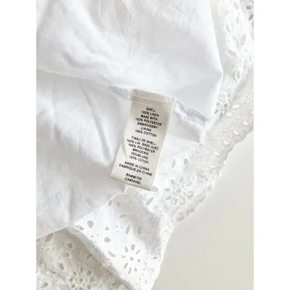 LA VIE By REBECCA TAYLOR Sarcelle White Linen Eyelet Embroidered Dress, Size S - Picture 15 of 16